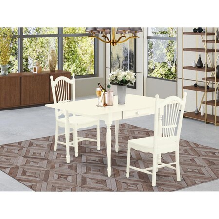 East West Furniture 3 Piece Monza Dinette Set - Linen White MZDO3-LWH-W